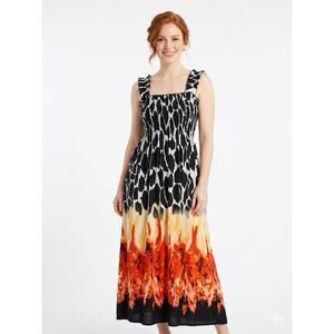 Women's Animal Print Sleeveless Midi Dress Small Sundress Gradient Colorful